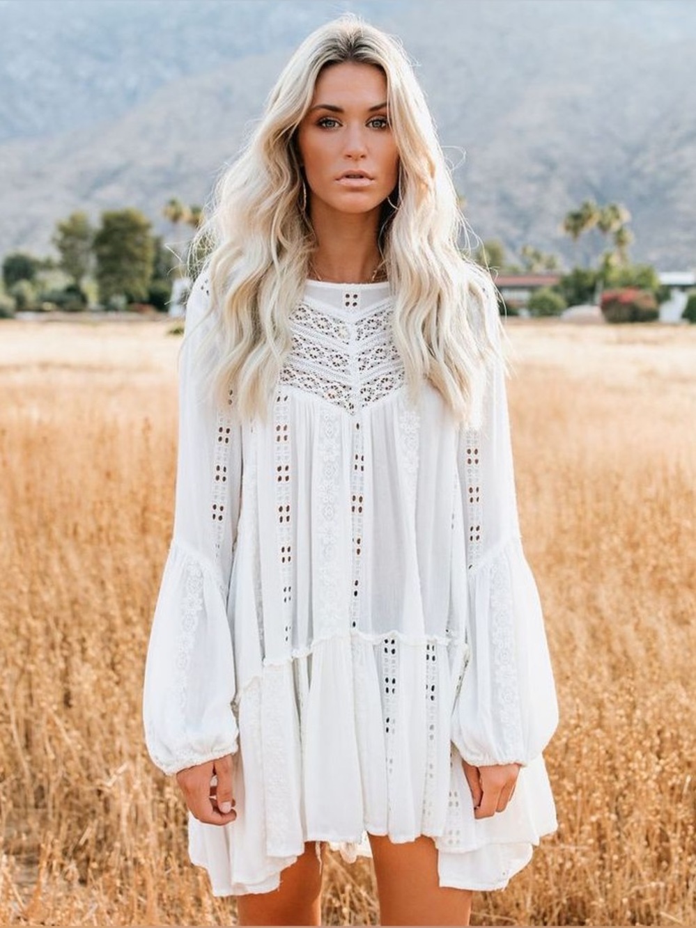 Free People Kiss Kiss Embroidered Lace Tunic 100% Cotton Small